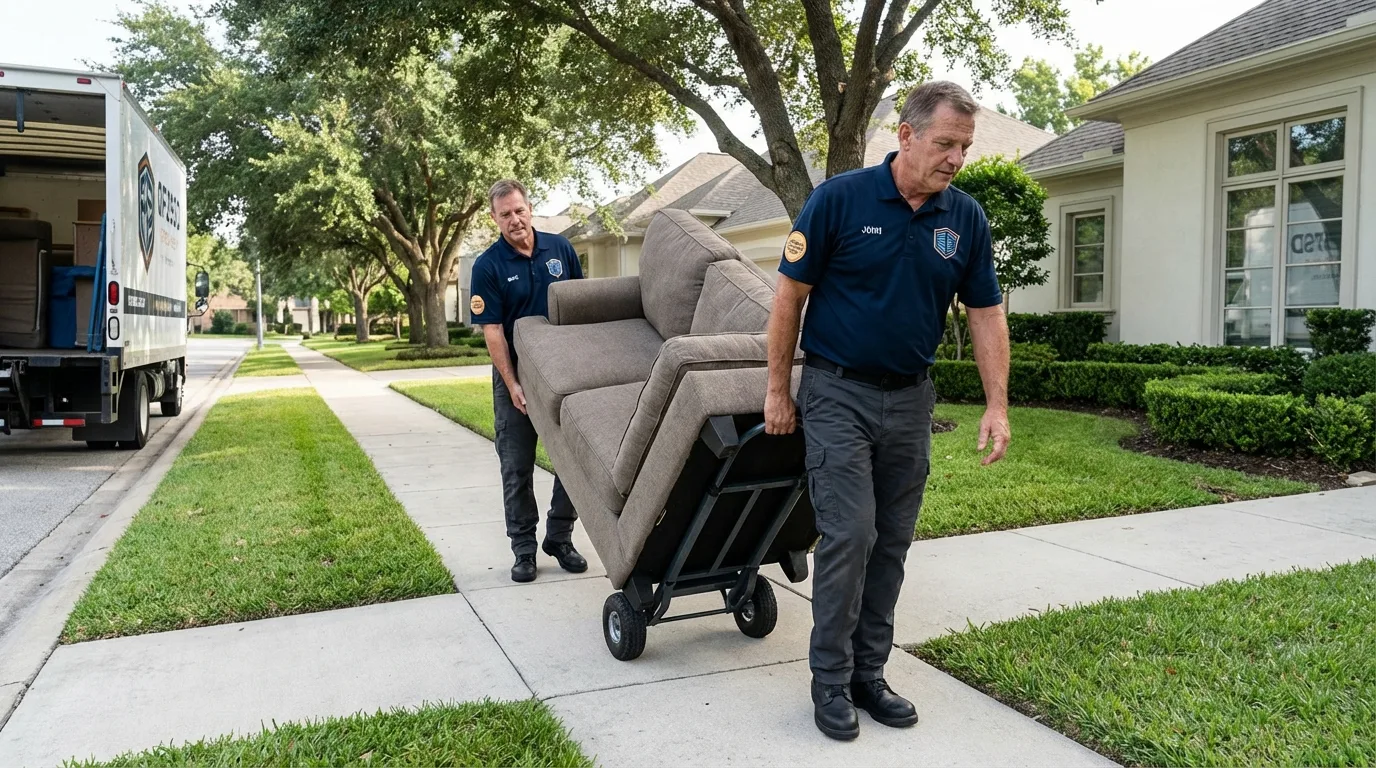 Local residential moving crew loading furniture in Hiram, GA