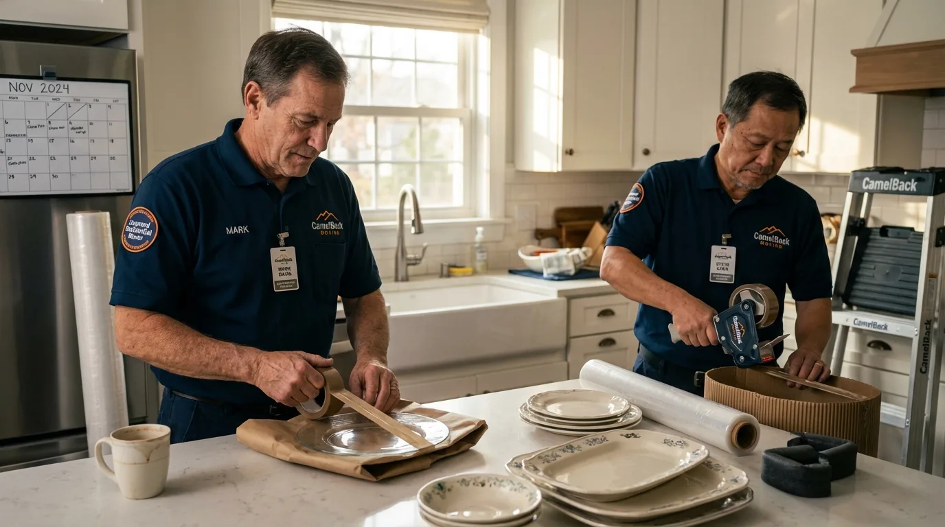 Professional crew packing kitchen dishware in Hiram, GA